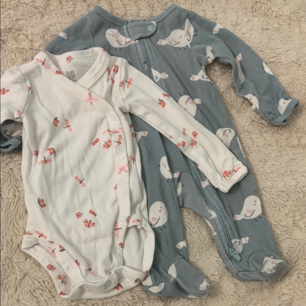 Carter's White and Red Footies One Pieces